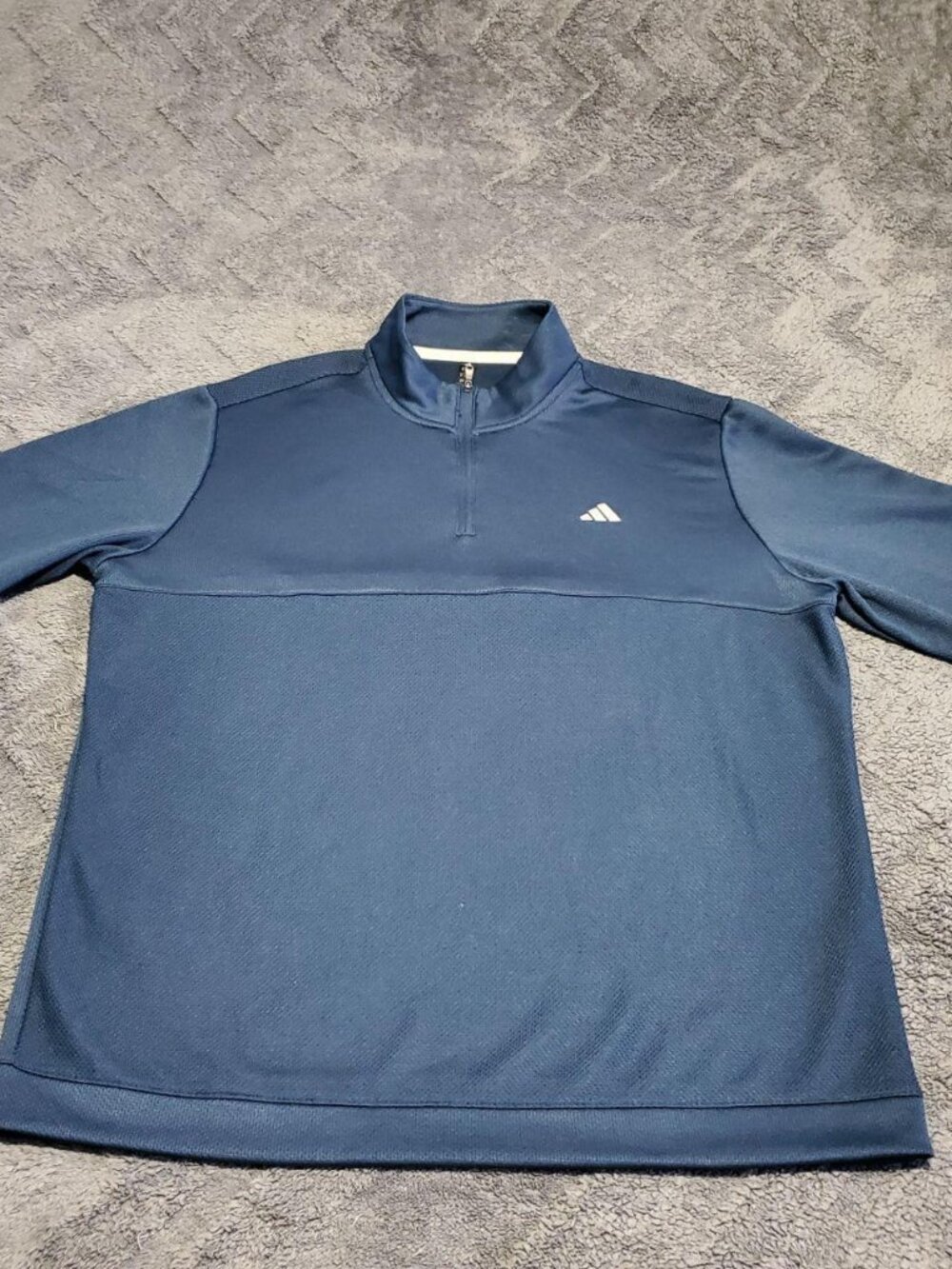 Adidas NWT Mens Textured 1/4 Zip Pullover Navy XL